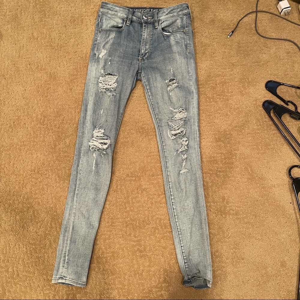 american eagle super super stretch jeans. size 6 long